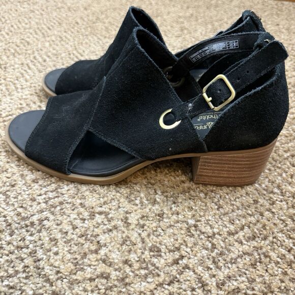 Koolaburra Suede Block Heel Shootie Sandal Kaiah Black Womens Size 9.5 M - Picture 5 of 10